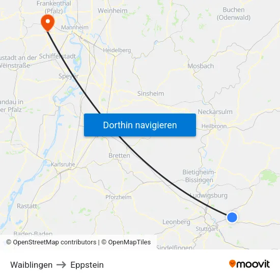 Waiblingen to Eppstein map