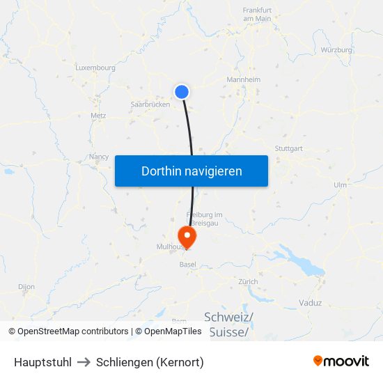 Hauptstuhl to Schliengen (Kernort) map