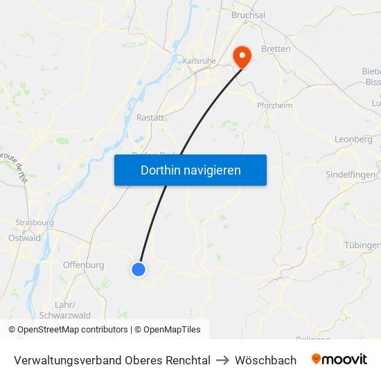 Verwaltungsverband Oberes Renchtal to Wöschbach map