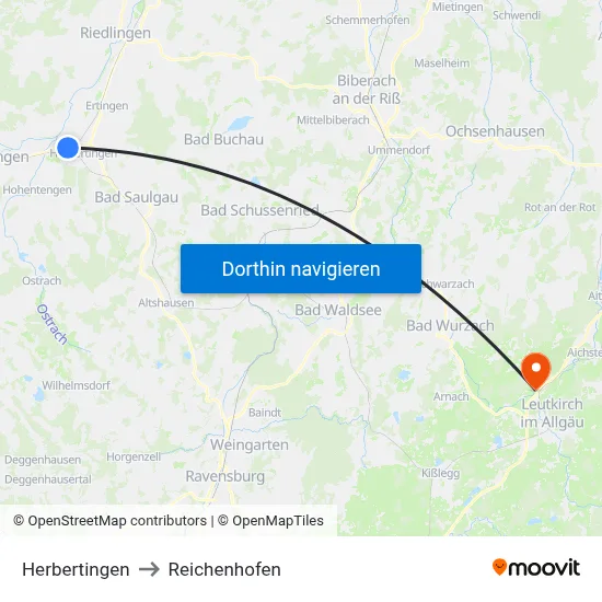 Herbertingen to Reichenhofen map