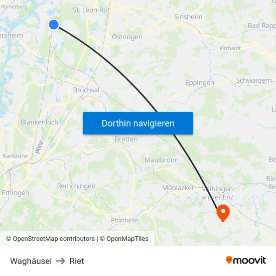 Waghäusel to Riet map