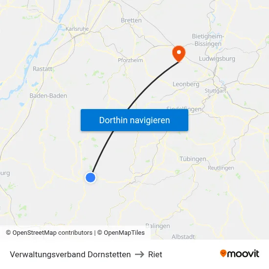 Verwaltungsverband Dornstetten to Riet map