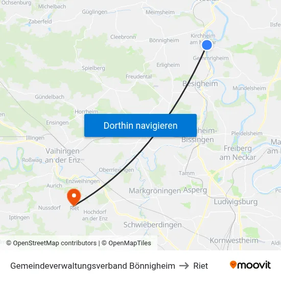 Gemeindeverwaltungsverband Bönnigheim to Riet map