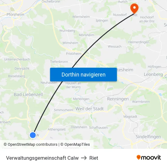Verwaltungsgemeinschaft Calw to Riet map