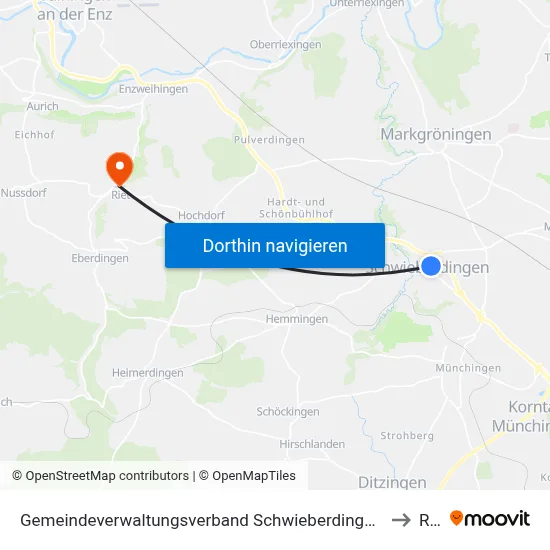 Gemeindeverwaltungsverband Schwieberdingen-Hemmingen to Riet map