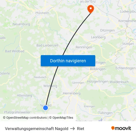 Verwaltungsgemeinschaft Nagold to Riet map