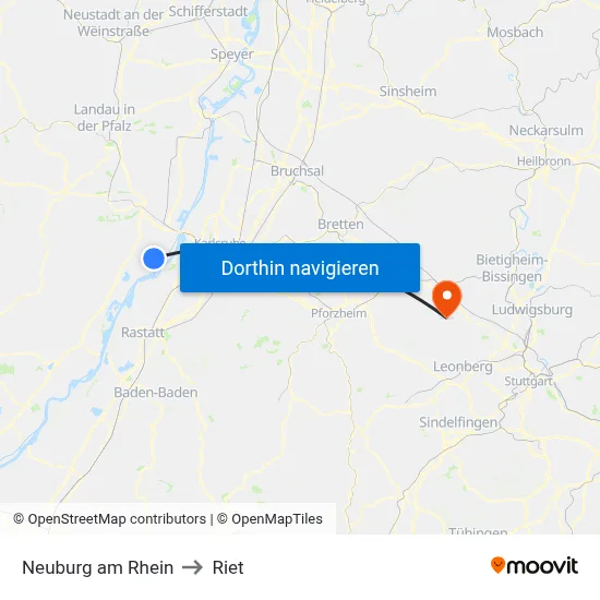 Neuburg am Rhein to Riet map