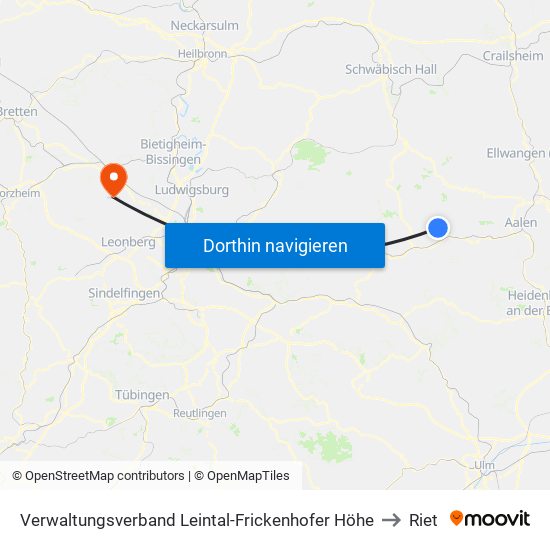 Verwaltungsverband Leintal-Frickenhofer Höhe to Riet map