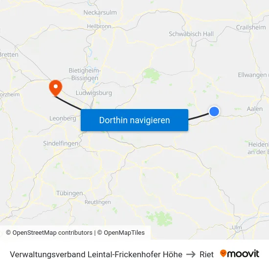 Verwaltungsverband Leintal-Frickenhofer Höhe to Riet map