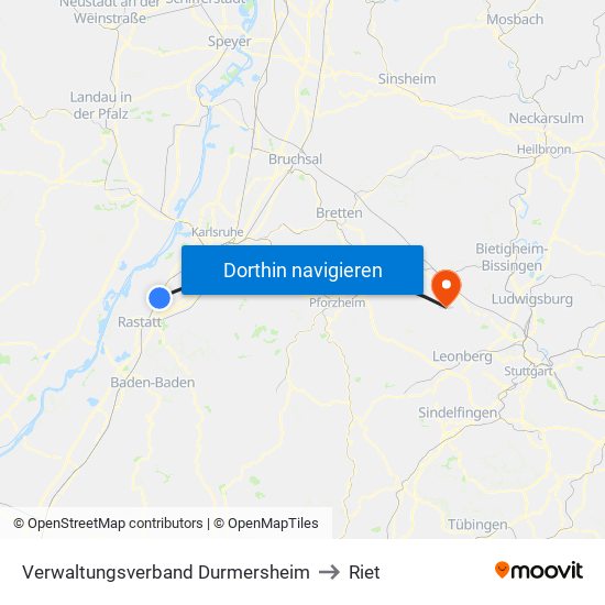 Verwaltungsverband Durmersheim to Riet map
