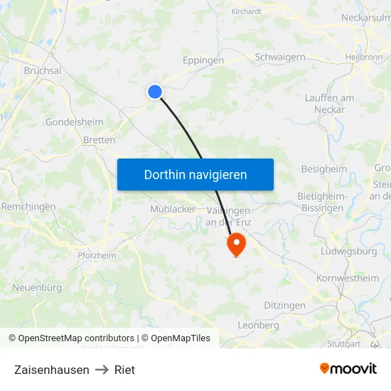 Zaisenhausen to Riet map