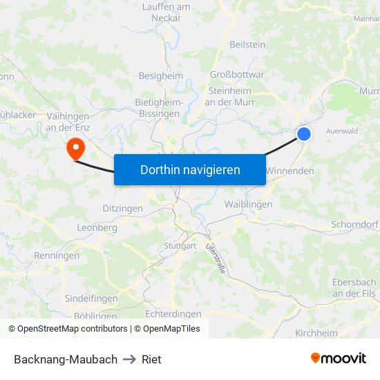 Backnang-Maubach to Riet map