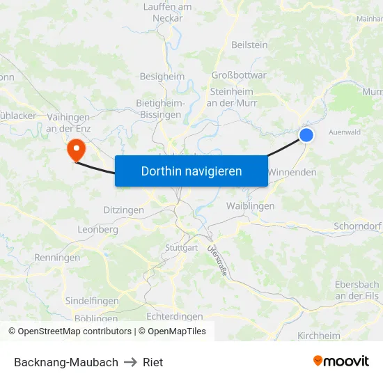 Backnang-Maubach to Riet map