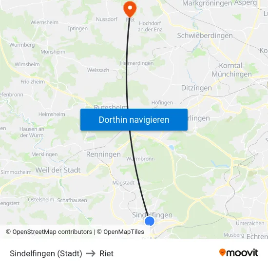 Sindelfingen (Stadt) to Riet map