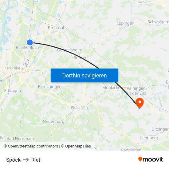Spöck to Riet map