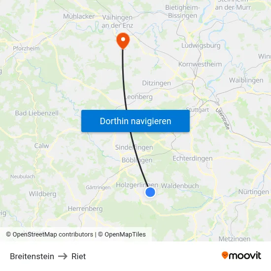 Breitenstein to Riet map