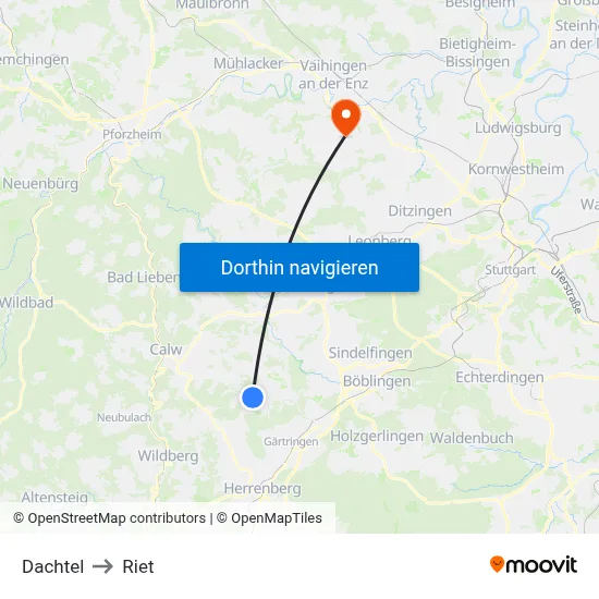 Dachtel to Riet map