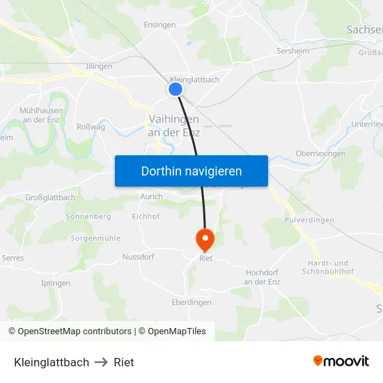 Kleinglattbach to Riet map