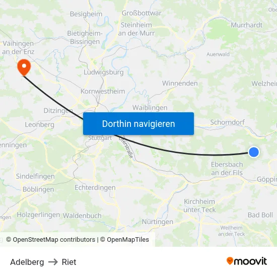 Adelberg to Riet map