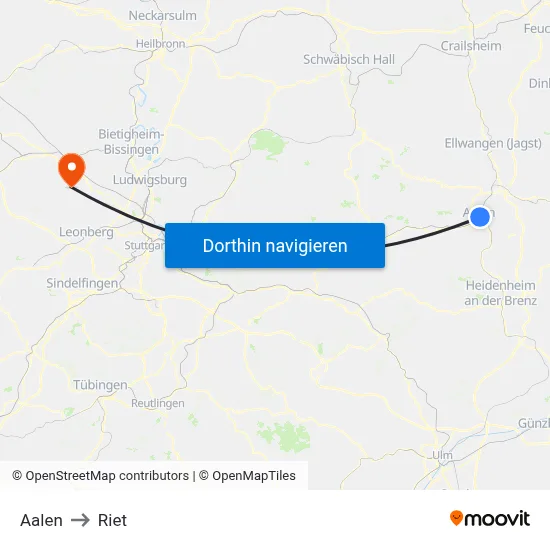 Aalen to Riet map
