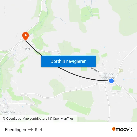 Eberdingen to Riet map