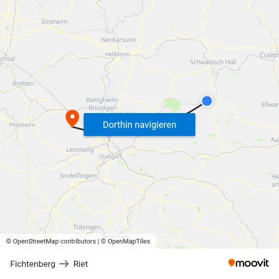 Fichtenberg to Riet map