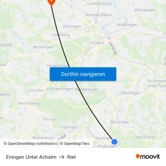 Eningen Unter Achalm to Riet map