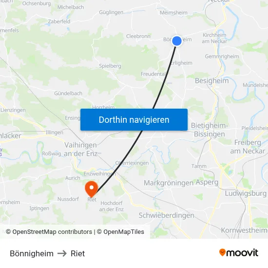 Bönnigheim to Riet map
