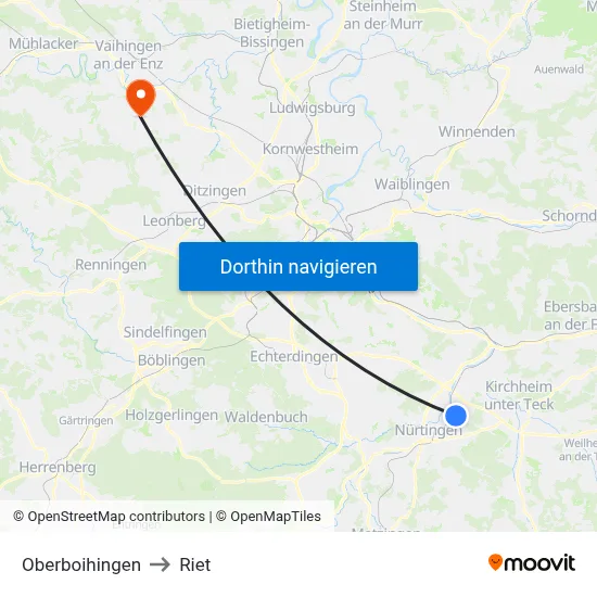 Oberboihingen to Riet map