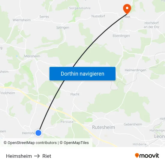 Heimsheim to Riet map