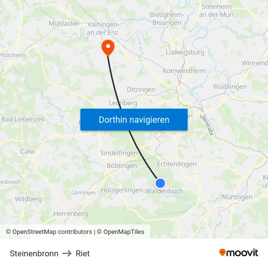 Steinenbronn to Riet map