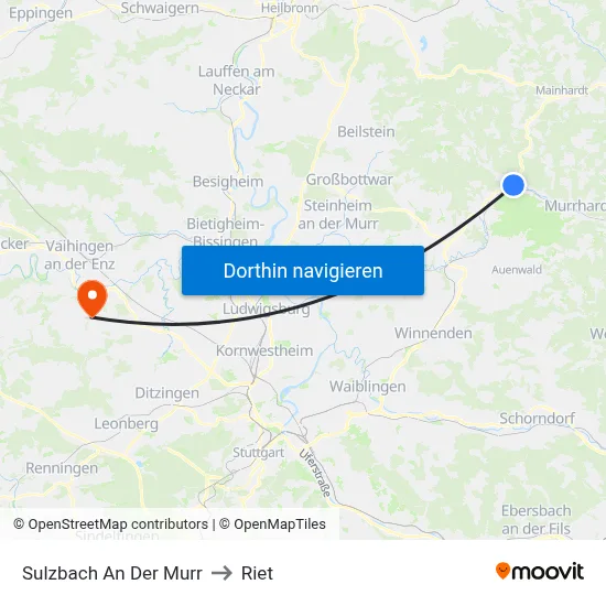 Sulzbach An Der Murr to Riet map