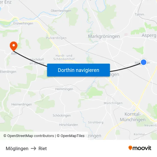 Möglingen to Riet map