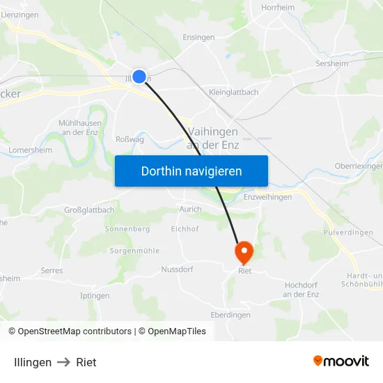 Illingen to Riet map