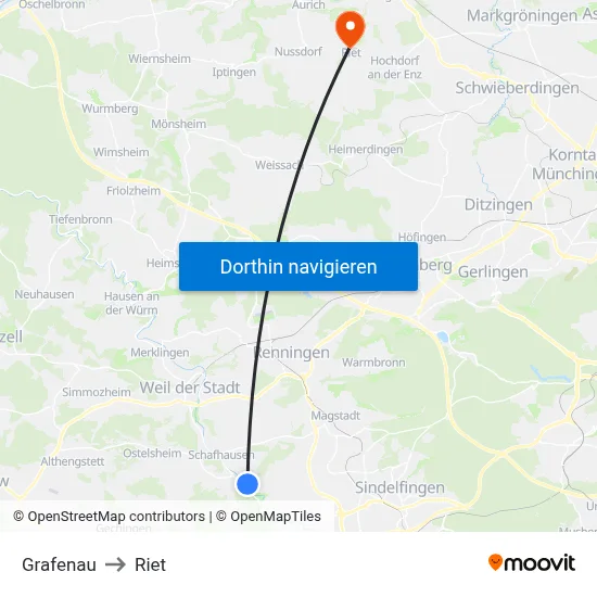 Grafenau to Riet map