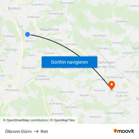 Ölbronn-Dürrn to Riet map