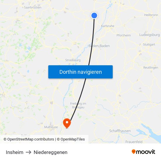 Insheim to Niedereggenen map