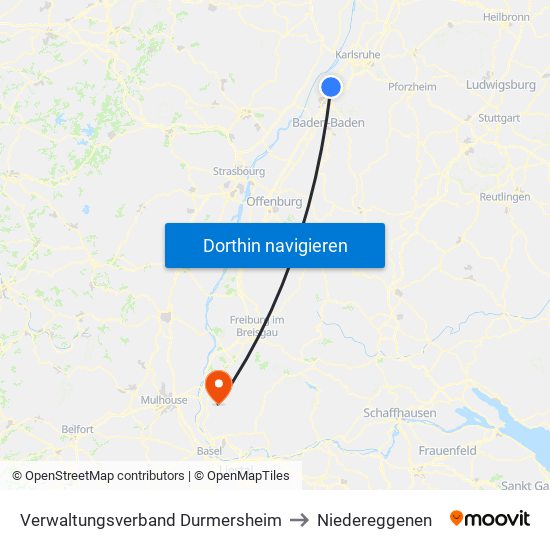 Verwaltungsverband Durmersheim to Niedereggenen map