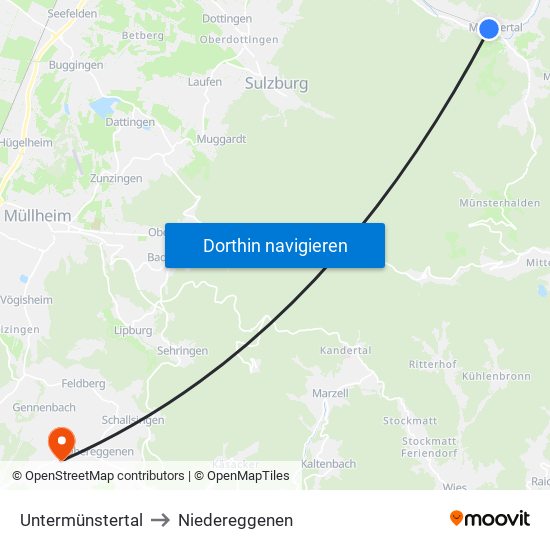 Untermünstertal to Niedereggenen map