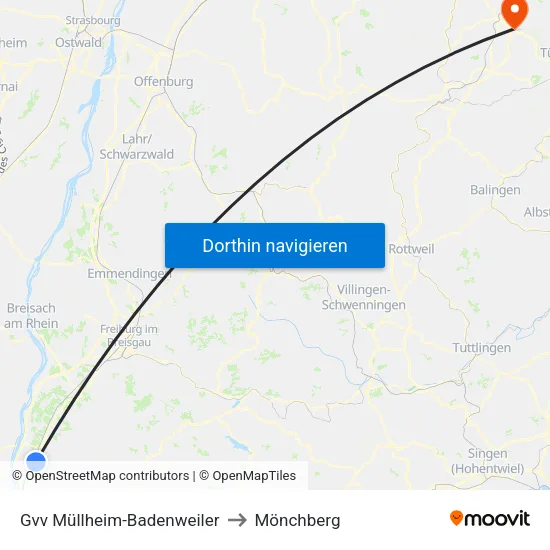 Gvv Müllheim-Badenweiler to Mönchberg map