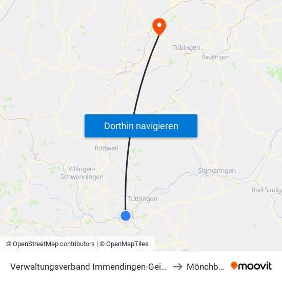 Verwaltungsverband Immendingen-Geisingen to Mönchberg map