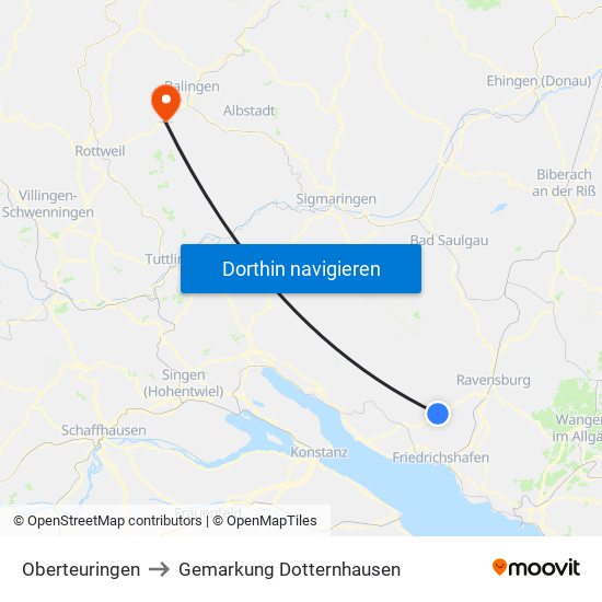 Oberteuringen to Gemarkung Dotternhausen map