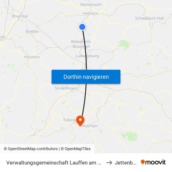 Verwaltungsgemeinschaft Lauffen am Neckar to Jettenburg map