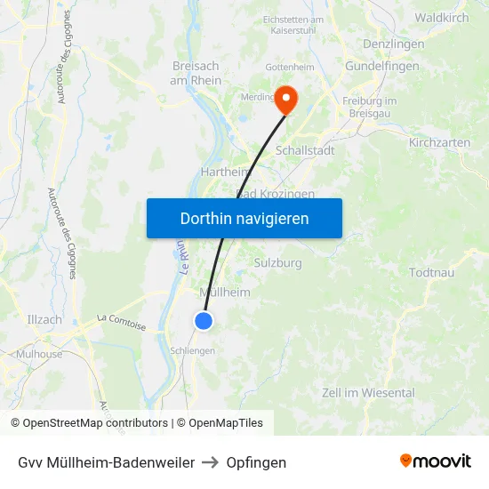 Gvv Müllheim-Badenweiler to Opfingen map