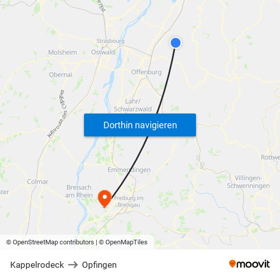 Kappelrodeck to Opfingen map