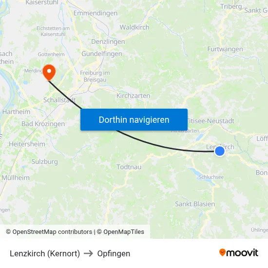 Lenzkirch (Kernort) to Opfingen map