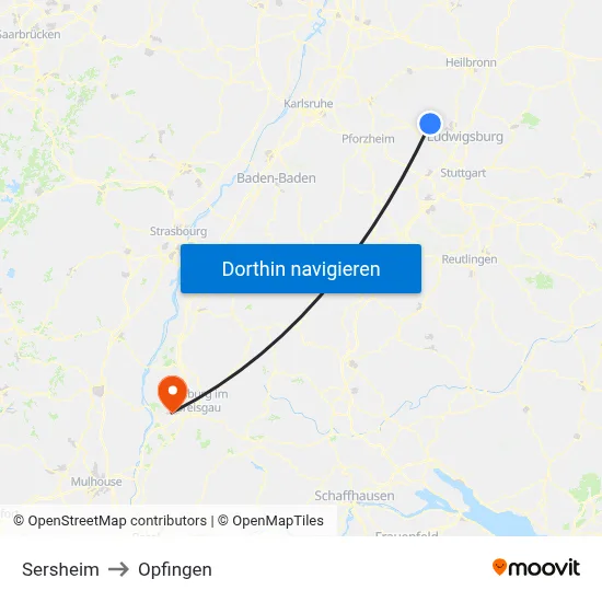 Sersheim to Opfingen map