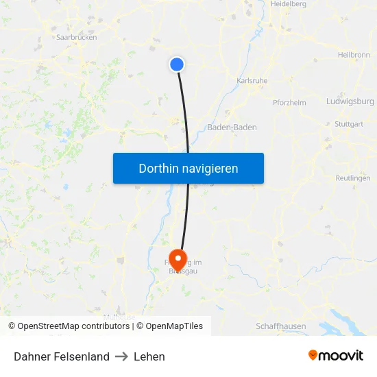 Dahner Felsenland to Lehen map
