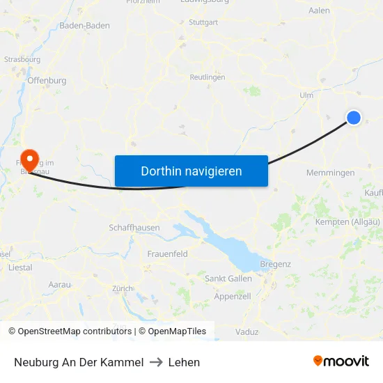 Neuburg An Der Kammel to Lehen map