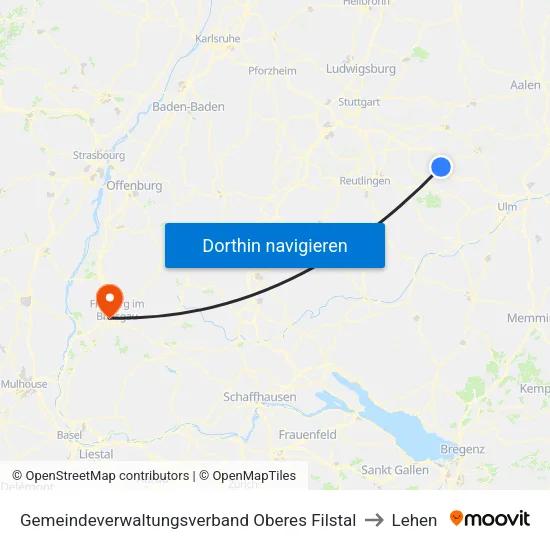 Gemeindeverwaltungsverband Oberes Filstal to Lehen map